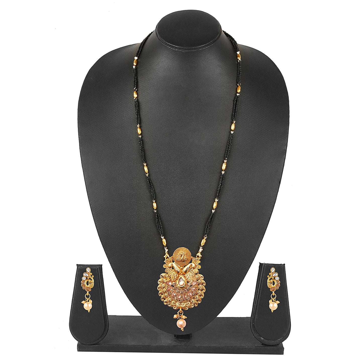 18K Gold Plated Traditional Long Mangsalsutra Jewellery Set for Women with Earrings (SJ_2779)