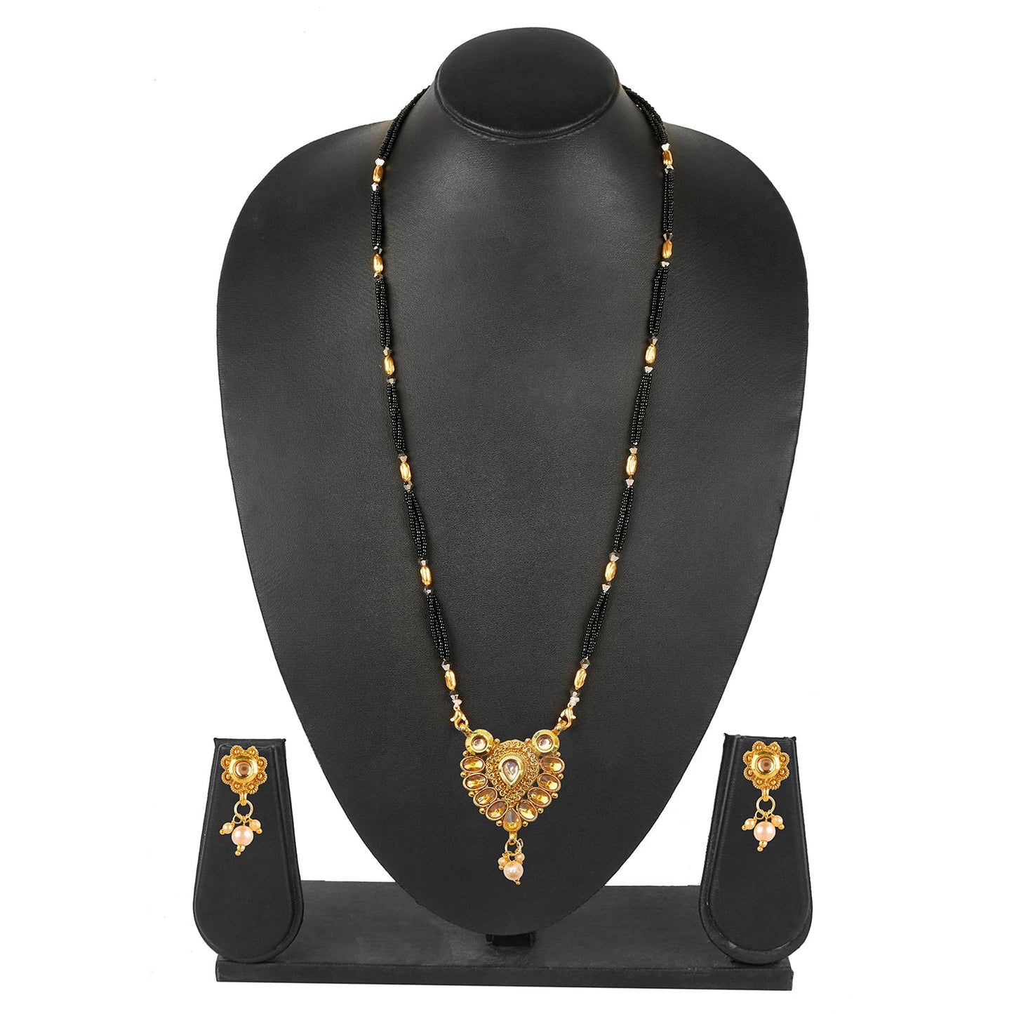 18K Gold Plated Traditional Long Mangsalsutra Jewellery Set for Women with Earrings (SJ_2780)