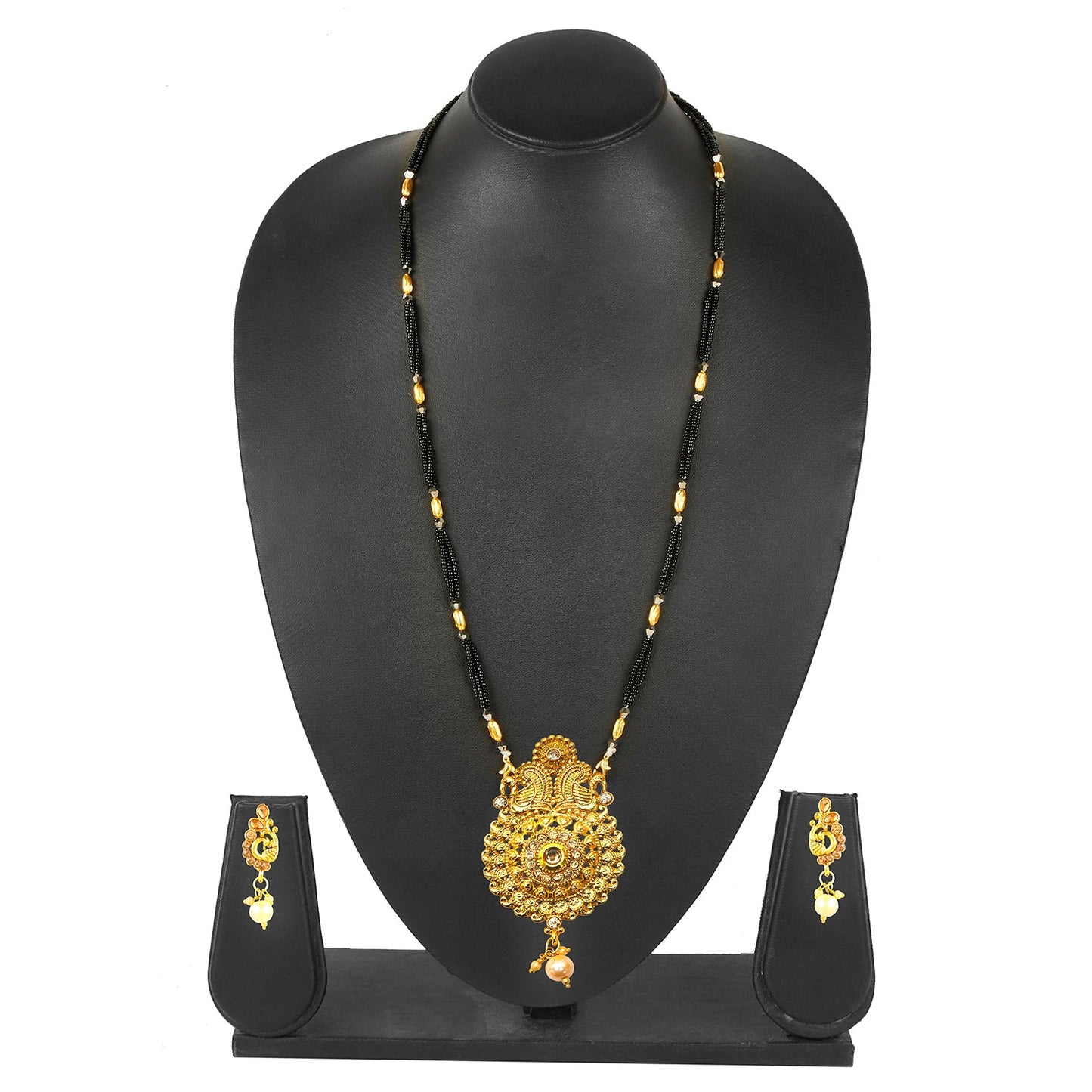 18K Gold Plated Traditional Long Mangsalsutra Jewellery Set for Women with Earrings (SJ_2781)