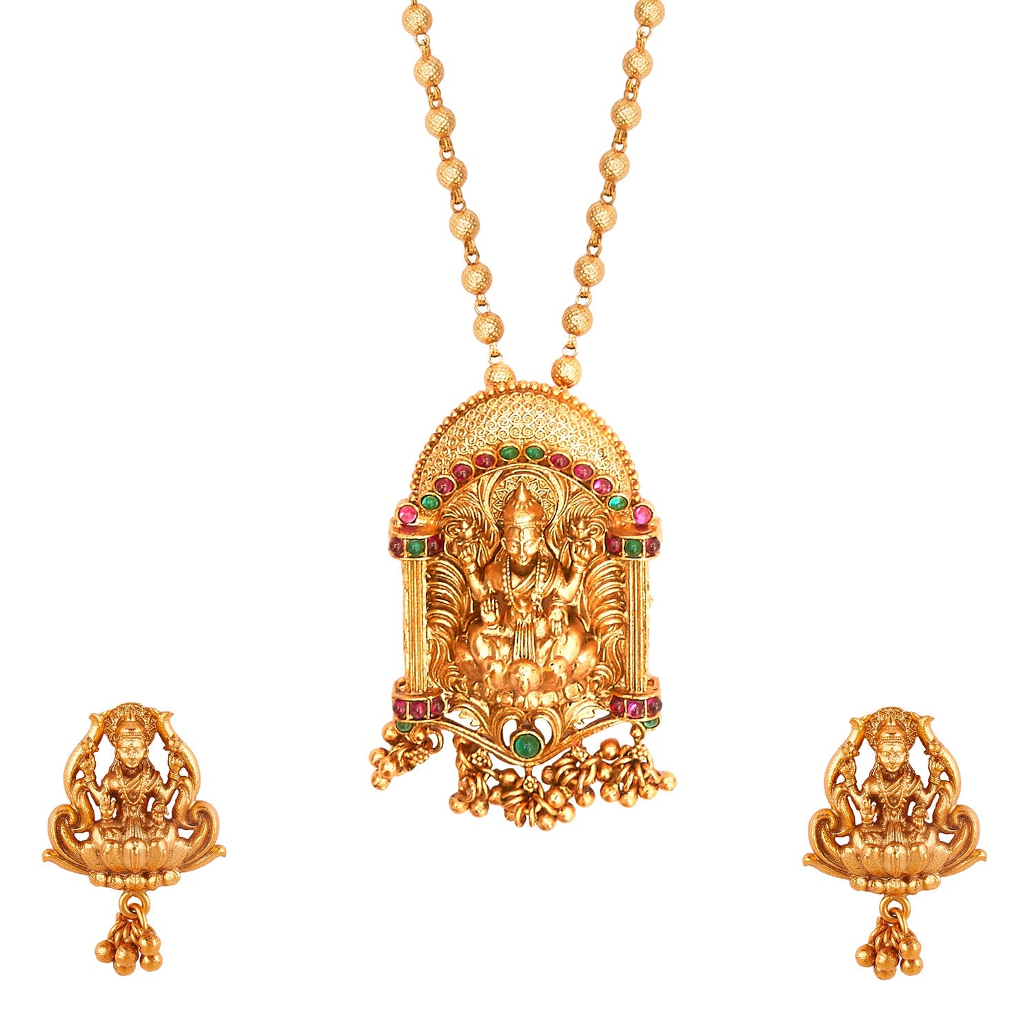 Handcrafted 18K Antique Gold Plated Godess Lakshmi Temple