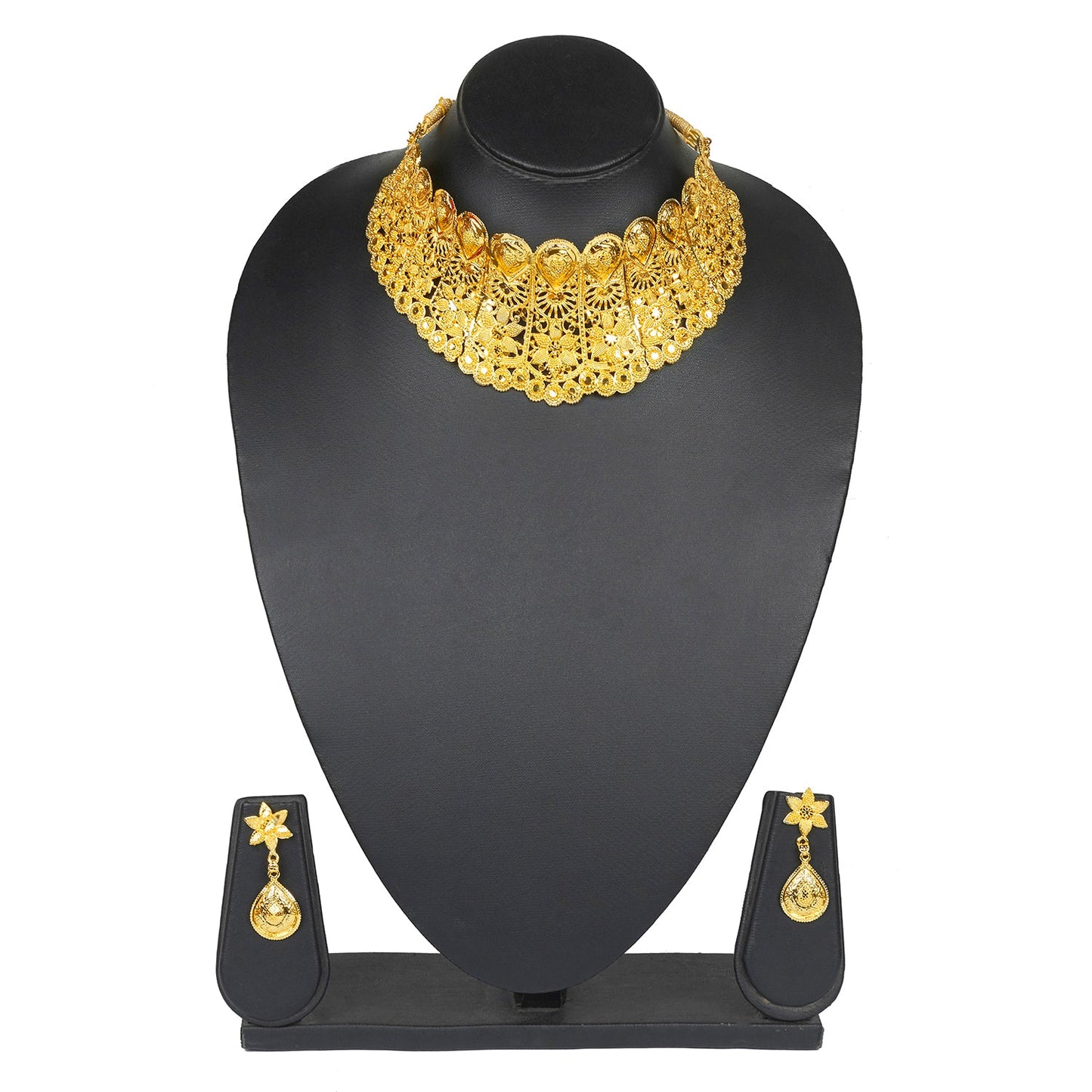 Traditional Indian One gram Gold Bridal Dulhan 22K Gold Plated Hi Micron Choker Jewellery Set for Women (SJ_2807)