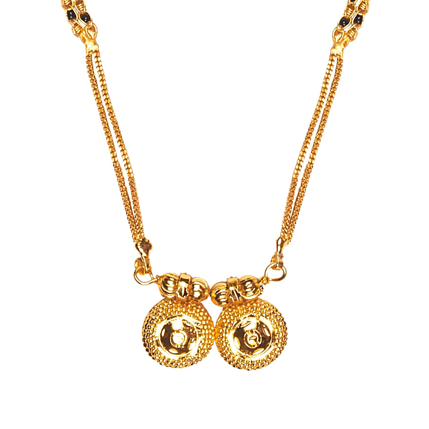 22K Gold Plated Traditional Indian Double Vaati Pendant Chain Mangsals