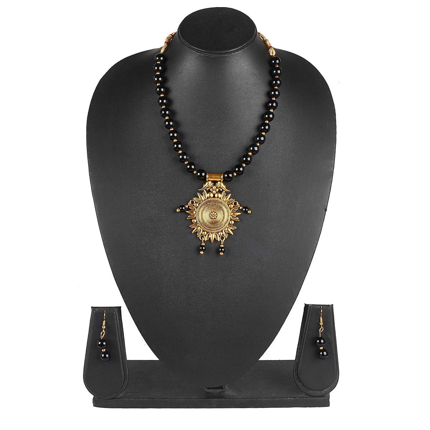 Antique Gold Oxidised Adjustable Afghani Etnic Stylish Designer Combo Necklace Jewellery Set for Women (SJ_2850)