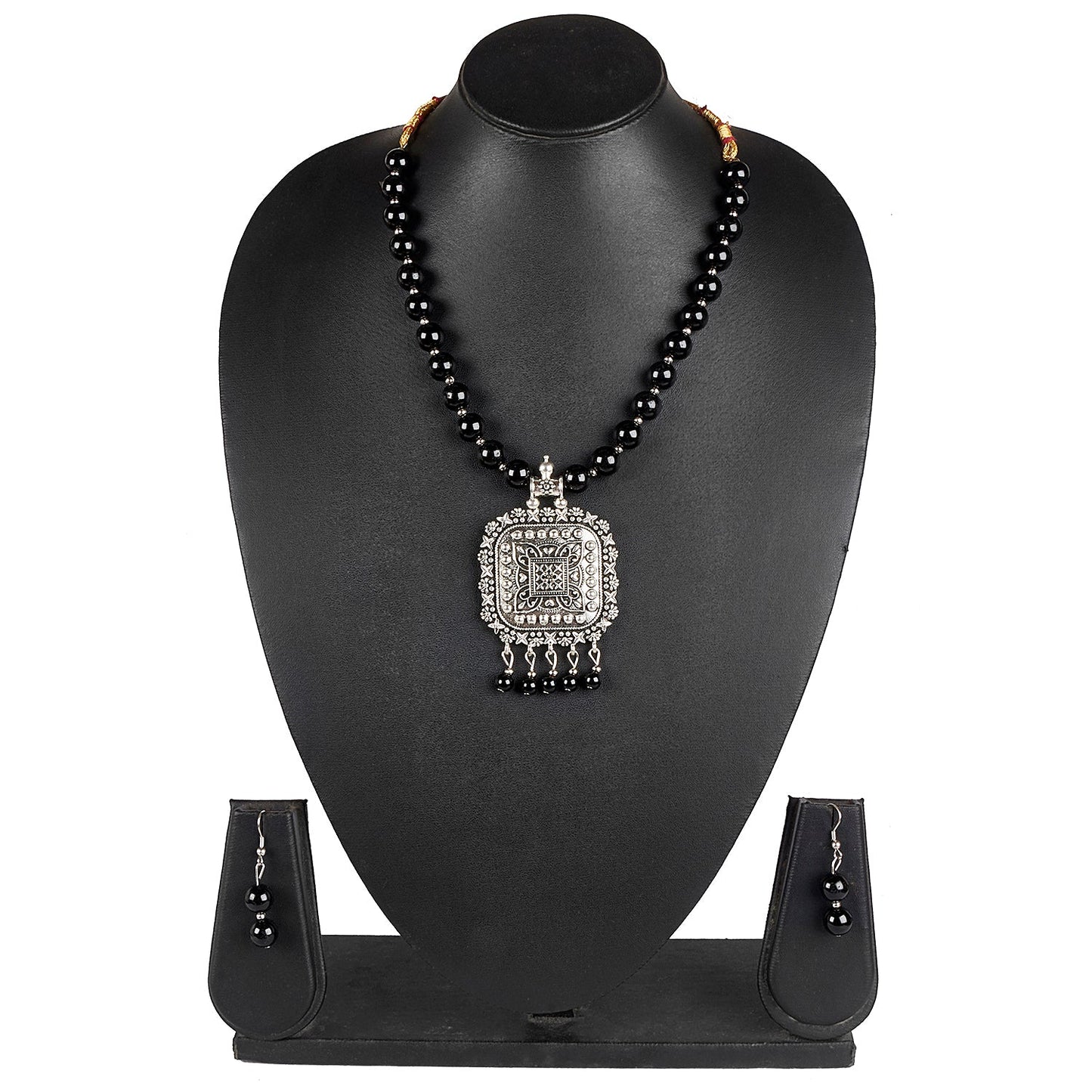 Antique Silver Oxidised Adjustable Afghani Etnic Stylish Designer Combo Necklace Jewellery Set for Women (SJ_2852)