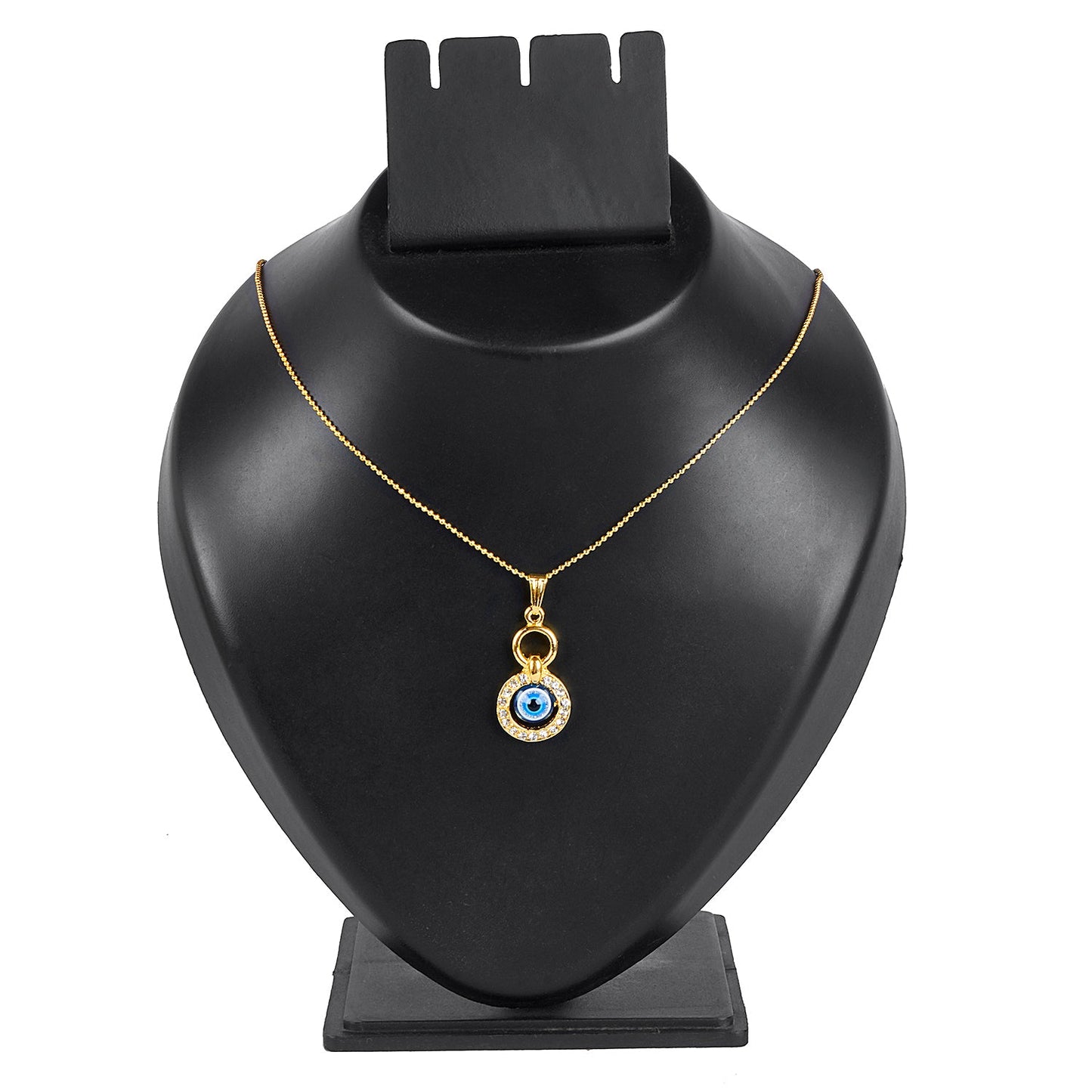 24K Gold Plated CZ and Crystal Studded Designer Stylish Fasionable Evil Eye Pendant Necklace for Women and Girls (SJ_2860)