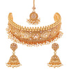 Pure Copper One Gram  Kundan and Ruby Emerald CZ Studded Choker Necklace Combo Jewellery Set for Women wiith  Kundan Earrings for Women (SJ_2875)