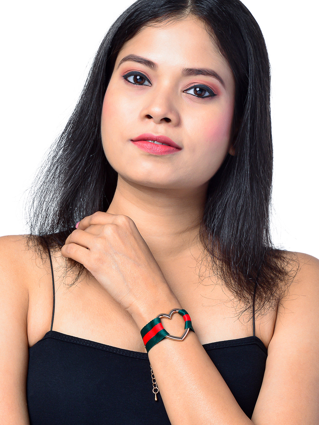 Shining Jewel Western & Stylish Heart Buckle Cloth Strap Bracelet For Girls And Women (SJ_3144)