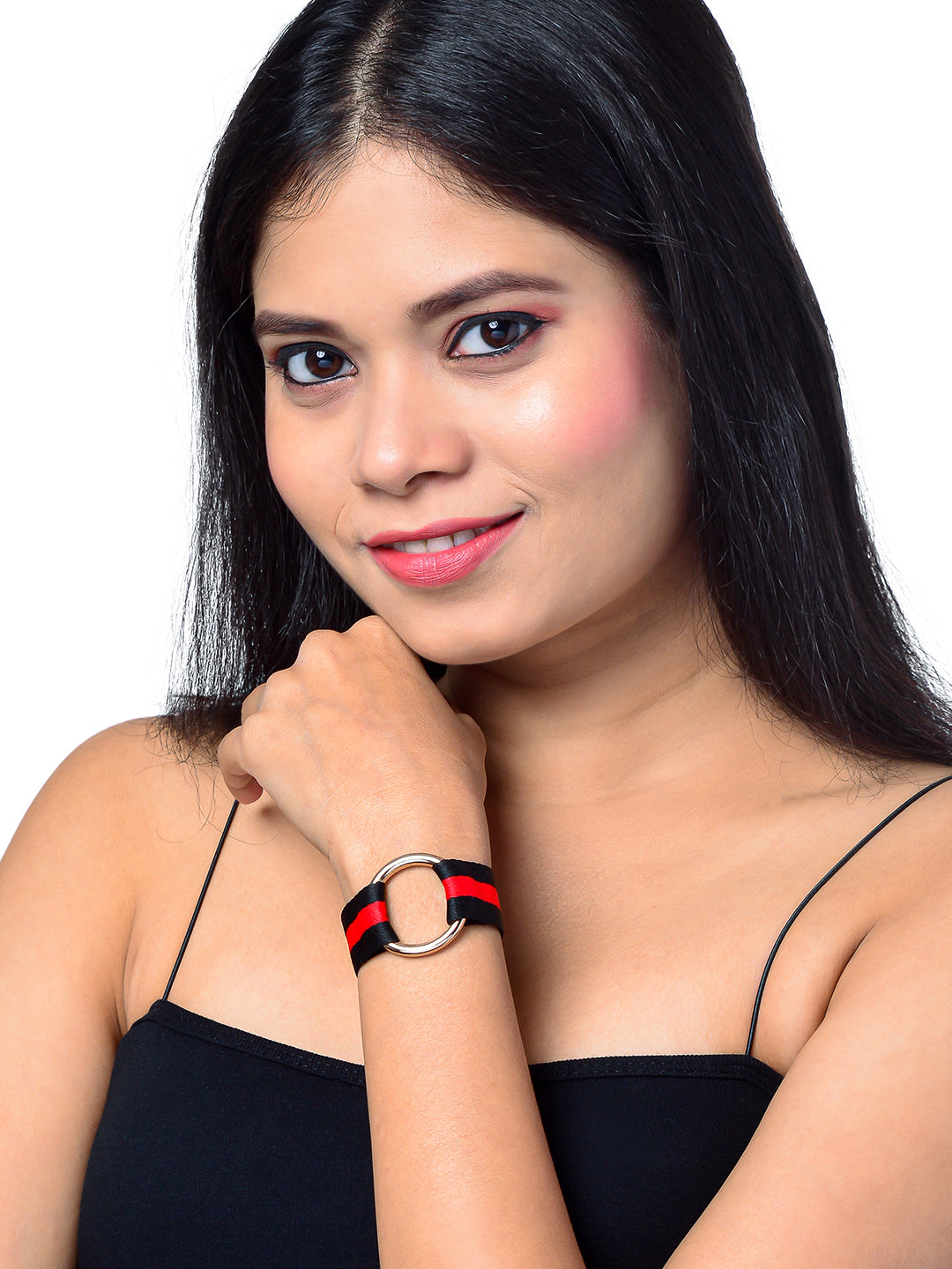 Shining Jewel Western & Stylish Buckle Cloth Strap Bracelet For Girls And Women (SJ_3150)