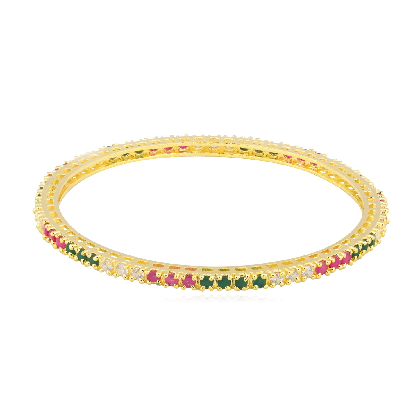 24K Gold Plated Solitaire Bangles For Women (SJ_3157)