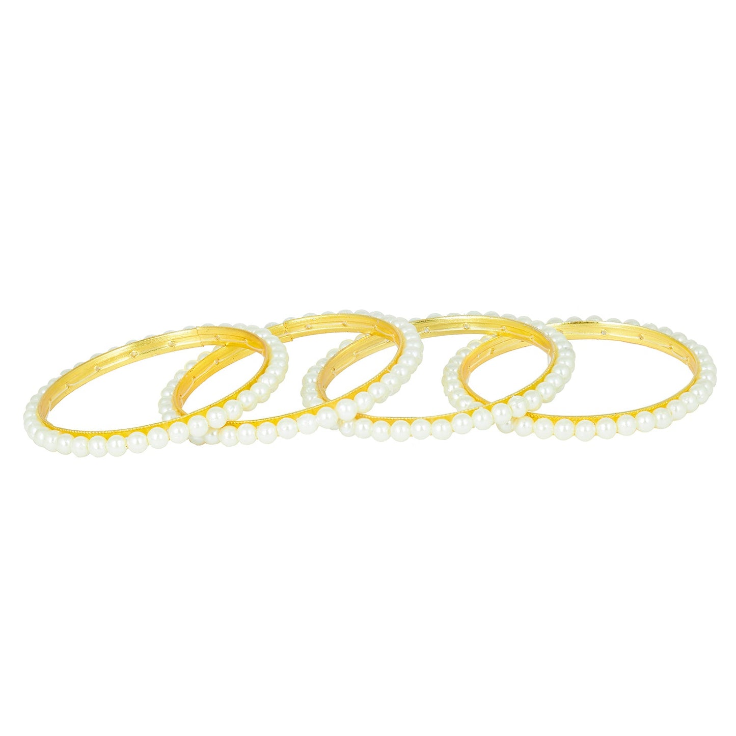 Traditional Gold Pearl Bangles for Women 22K (Pack of 4) (SJ_3171)