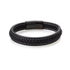 Multilayer Braided Leather Bracelet for Men / Boys with Stainless Steel Clasps (SJ_3230_BK)