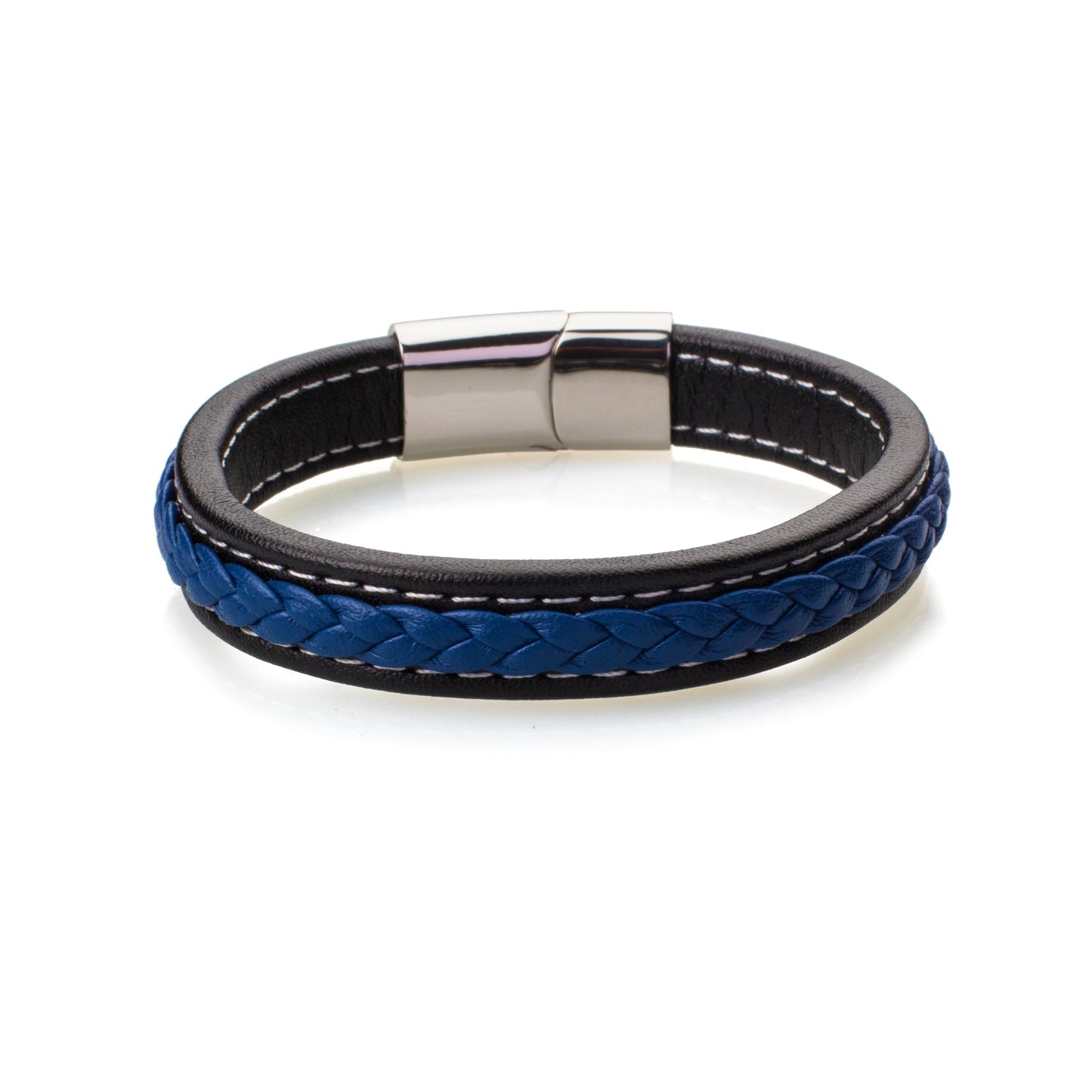 Multilayer Braided Leather Bracelet for Men / Boys with Stainless Steel Clasps (SJ_3230_BL)