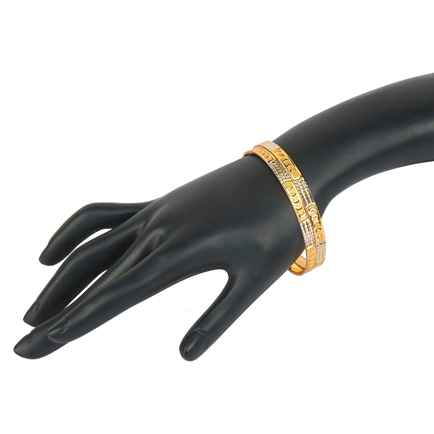 24K Fine Two Tone Gold & Silver Plated Traditional Designer Bangles for Women (Pack of 4) SJ_3262