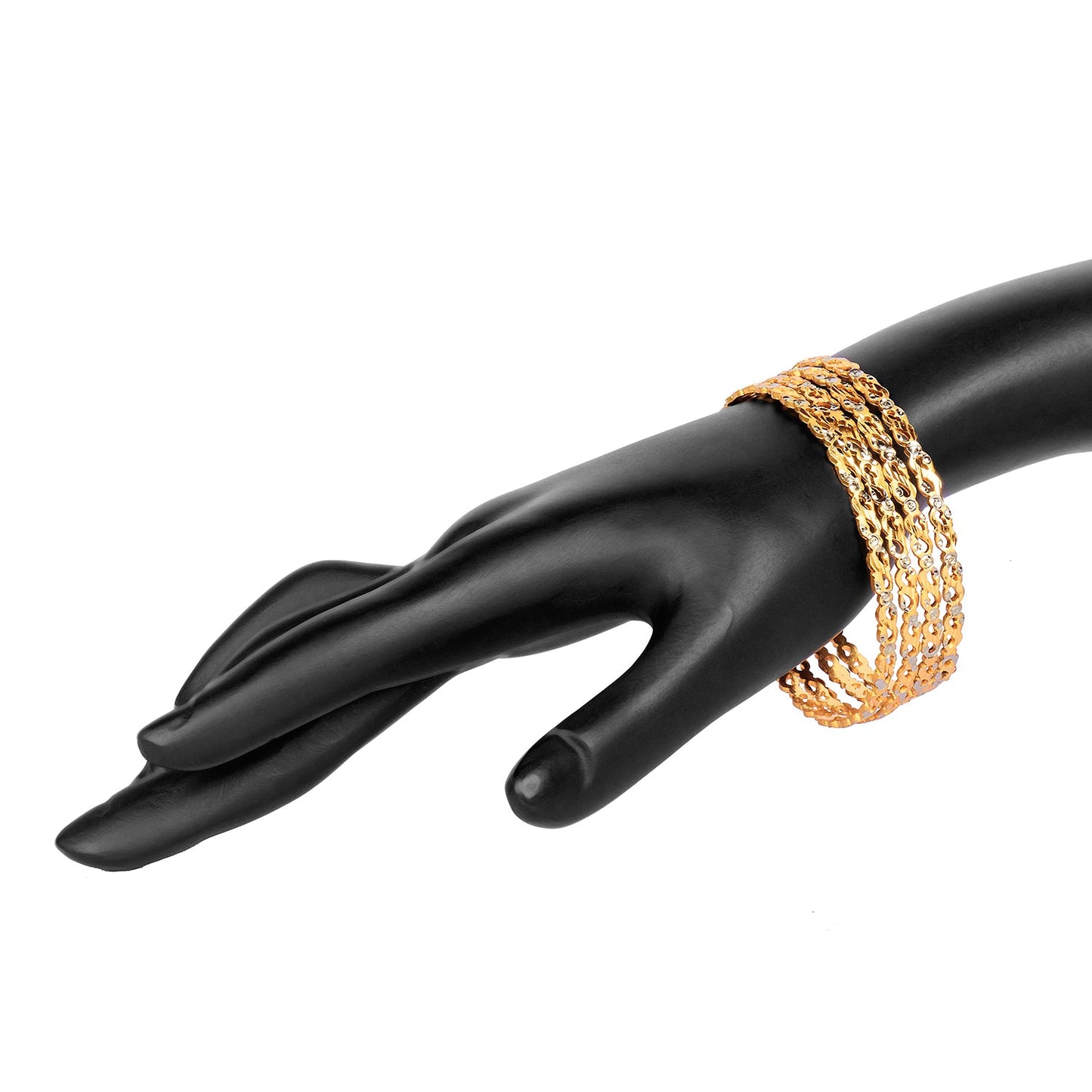 24K Fine Two Tone Gold & Silver Plated Traditional Designer Bangles for Women (Pack of 4) SJ_3272