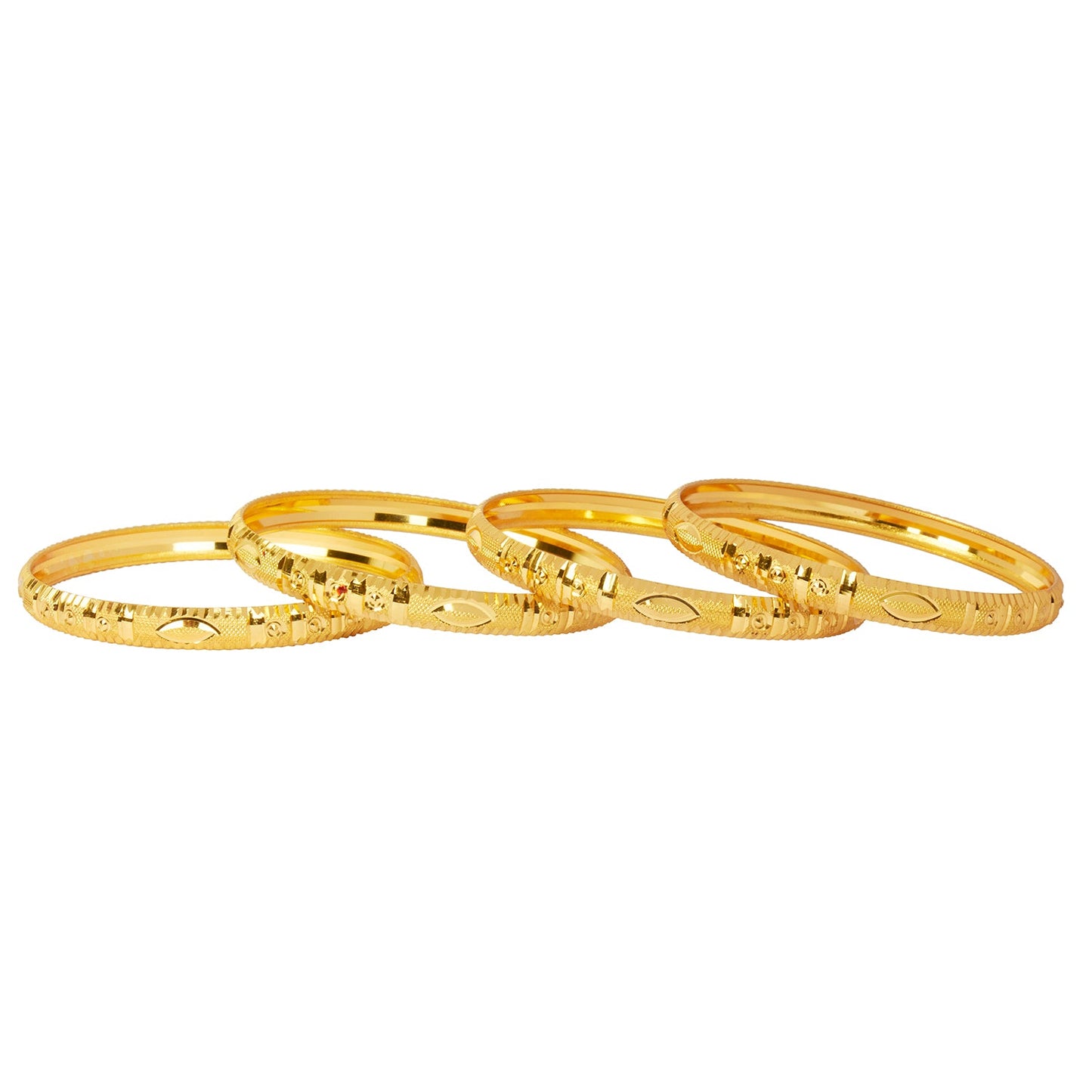 24K Fine Gold Plated Traditional Designer Bangles for Women (Pack of 4) SJ_3273