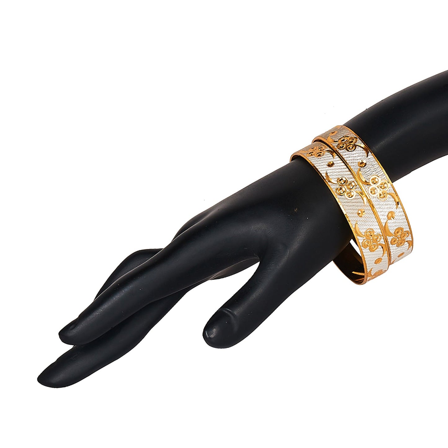24K Fine Two Tone Gold & Silver Plated Traditional Designer Bangles for Women (Pack of 2) SJ_3296