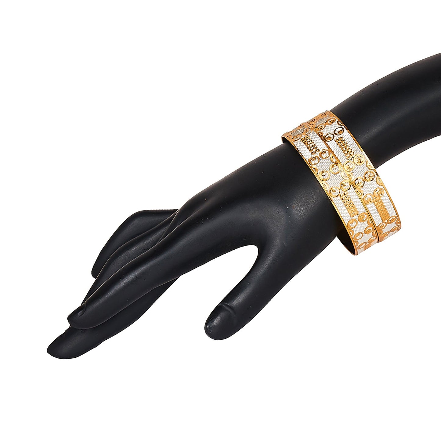 24K Fine Two Tone Gold & Silver Plated Traditional Designer Bangles for Women (Pack of 2) SJ_3297 - Shining Jewel