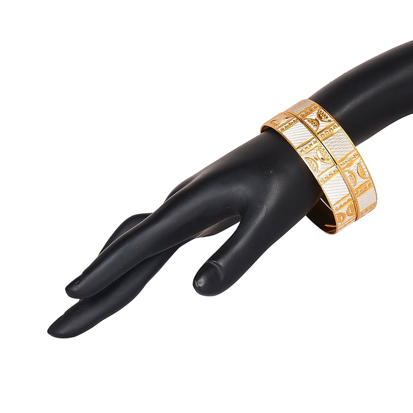 24K Fine Two Tone Gold & Silver Plated Traditional Designer Bangles for Women (Pack of 2) SJ_3299