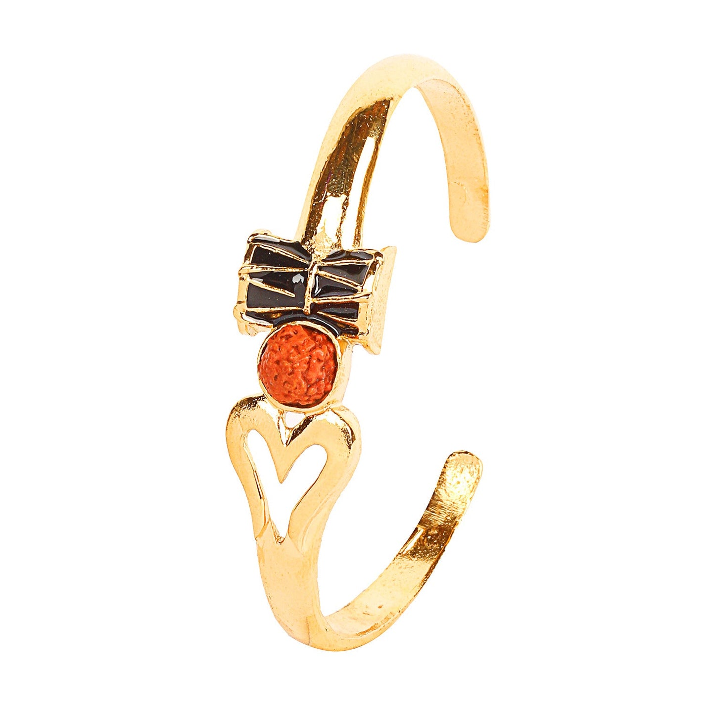24K Gold Healing and Powerful Rudraksha Damru Trishul Shiva Adjustable Kada for Men (SJ_3318)