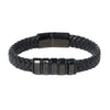 Braided Designer Stainless Steel and Leather Bracelet for Men, Boys Black (SJ_3342_BK)