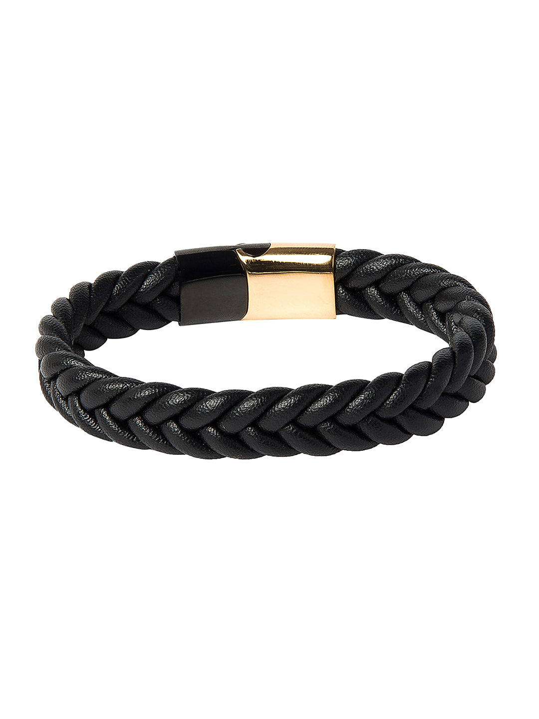 Braided Designer Stainless Steel and Leather Bracelet for Men