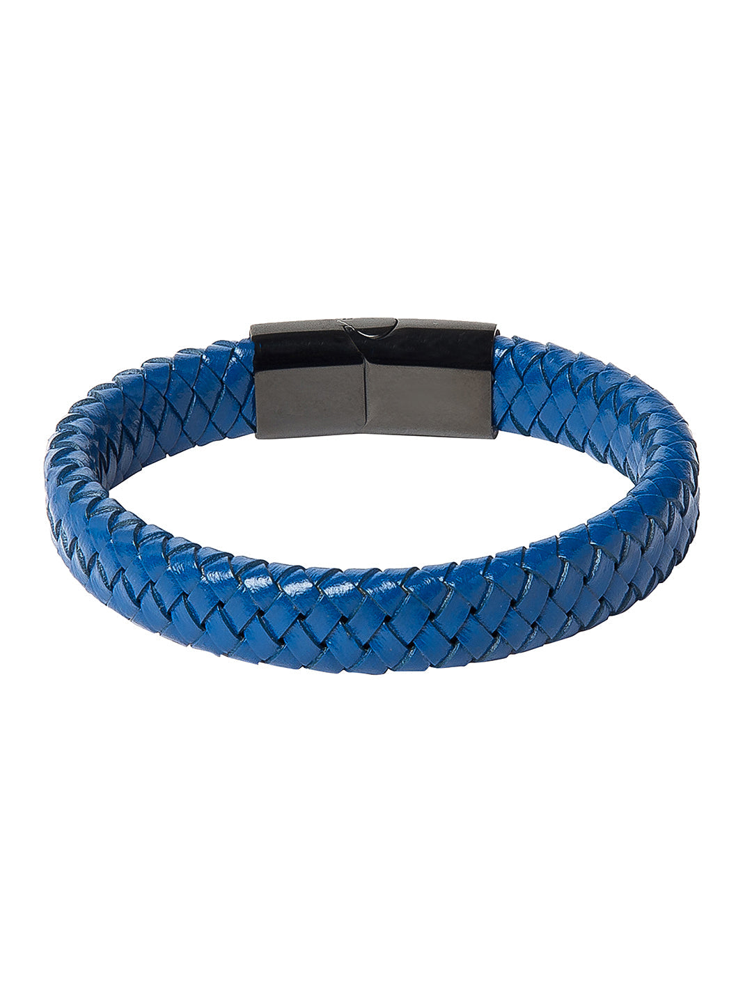 Dark Blue Bracelet Braided Designer Stainless Steel And Leather