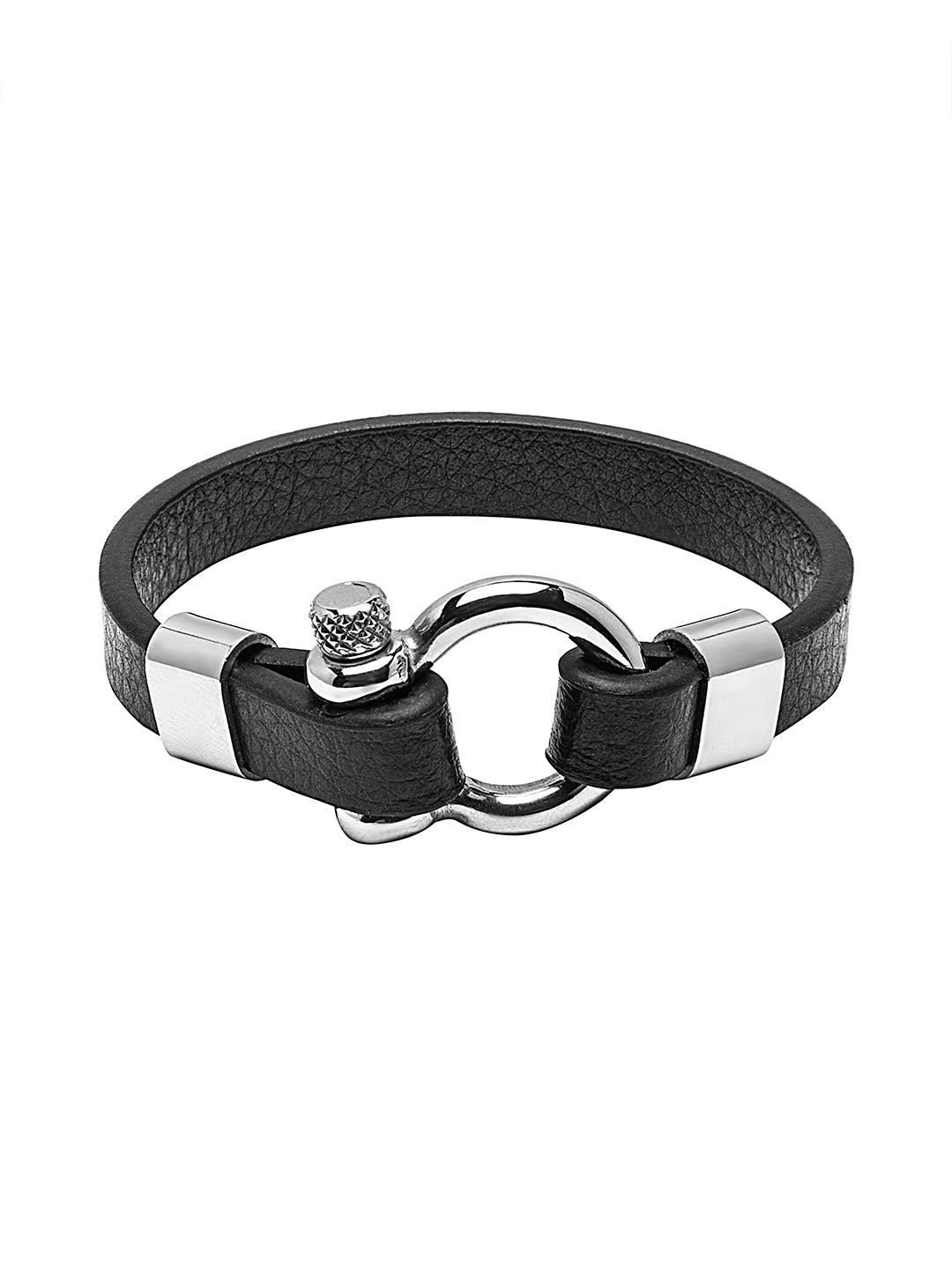 Braided Designer Stainless Steel and Leather Bracelet for Men, Boys Silver (SJ_3397_S)