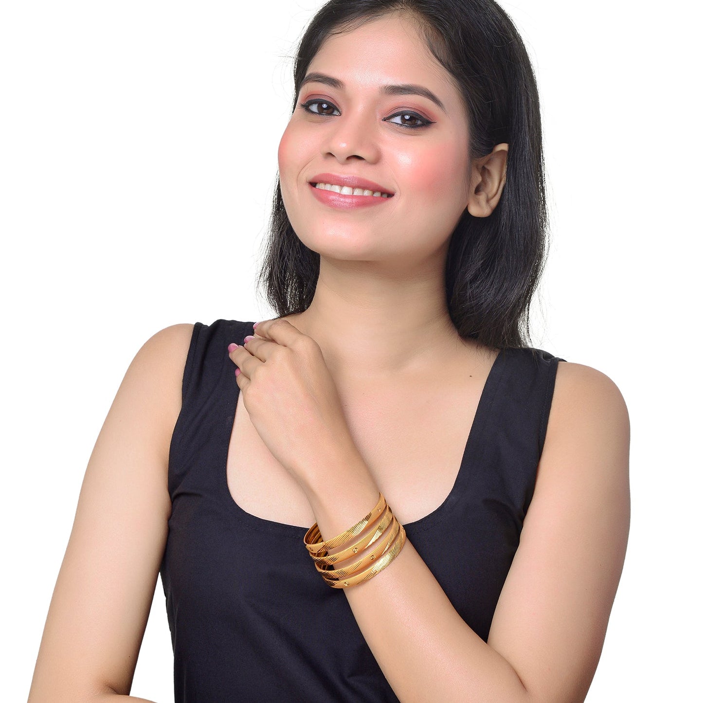 Fashion Gold Plated Traditional Designer Bangles for Women (Pack of 4) SJ_3414