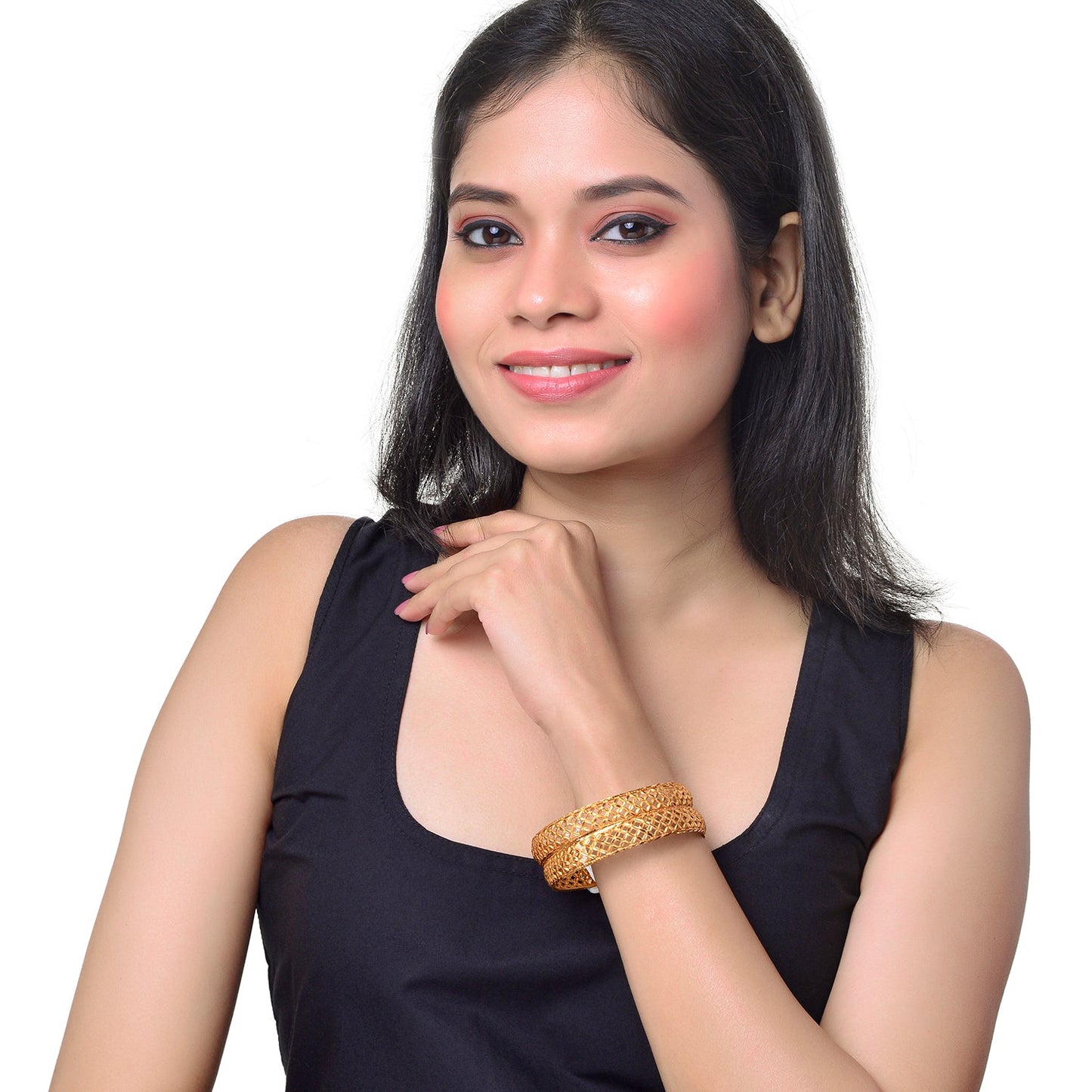 Fashion Gold Plated Traditional Designer Bangles for Women (Pack of 2) SJ_3431