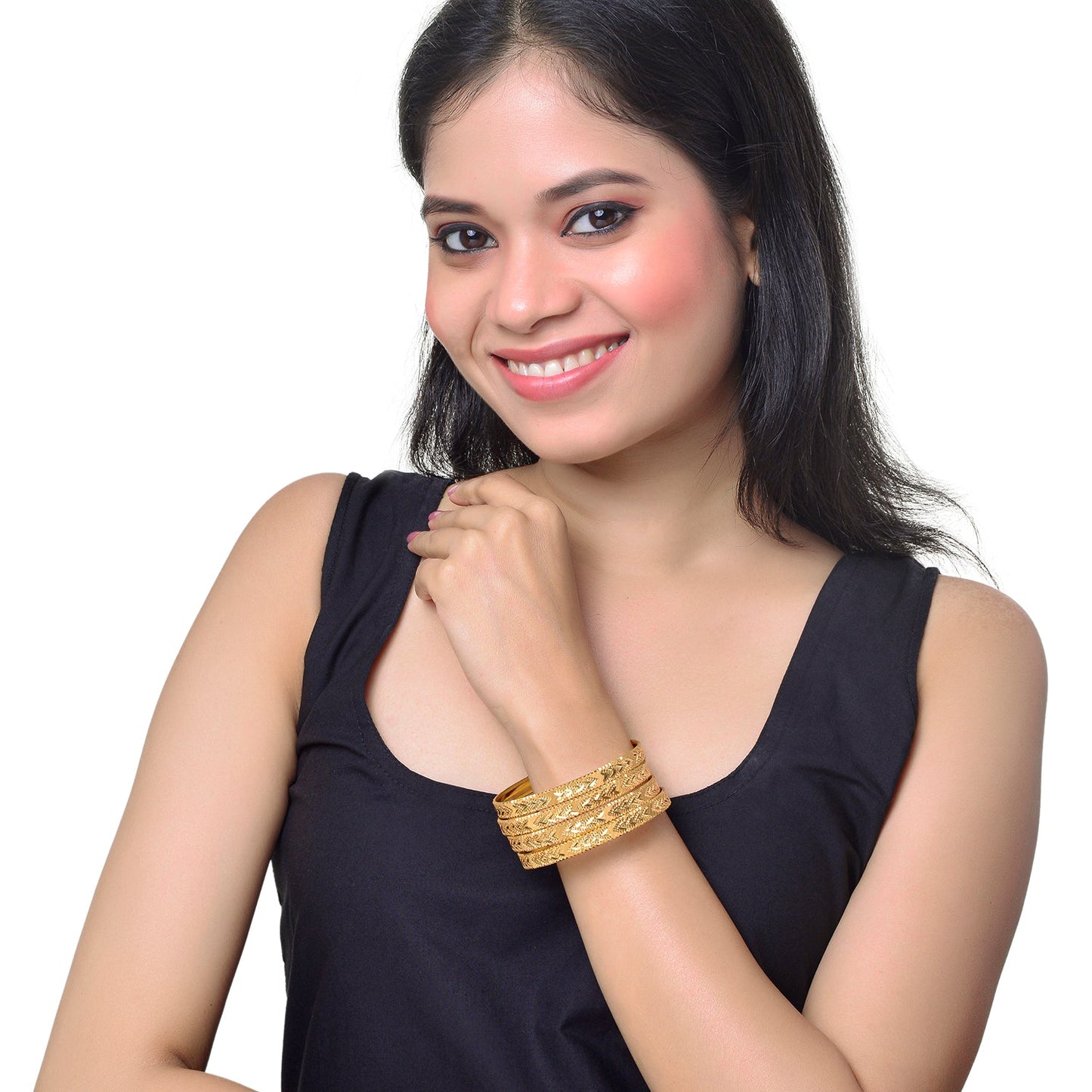 Shining Jewel Fashion Gold Plated Traditional Designer Bangles for Women (Pack of 4) SJ_3438