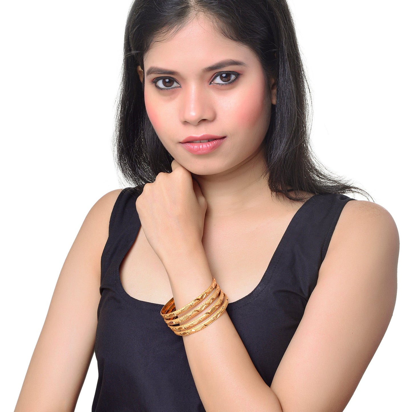 Shining Jewel Fashion Gold Plated Traditional Designer Bangles for Women (Pack of 4) SJ_3443