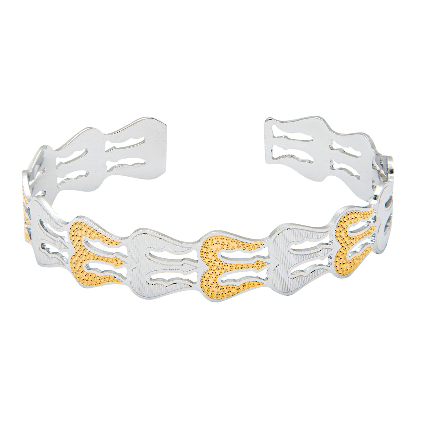 Shining Jewel - By Shivansh Gold Silver Two Tone Plated Healing and Powerful Trishul Shiva Adjustable Kada for Men (SJ_3445_GS)