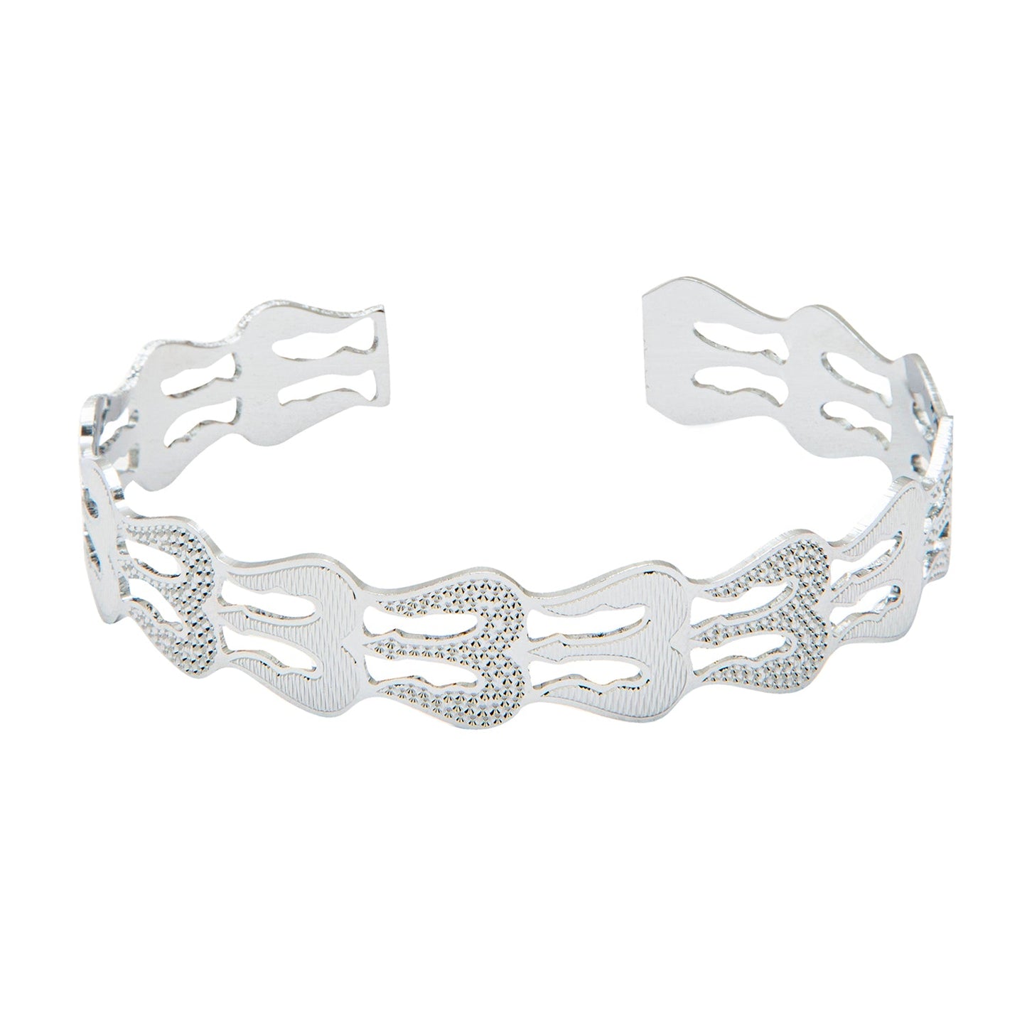 Shining Jewel - By Shivansh Siver Plated Healing and Powerful Trishul Shiva Adjustable Kada for Men (SJ_3445_S)