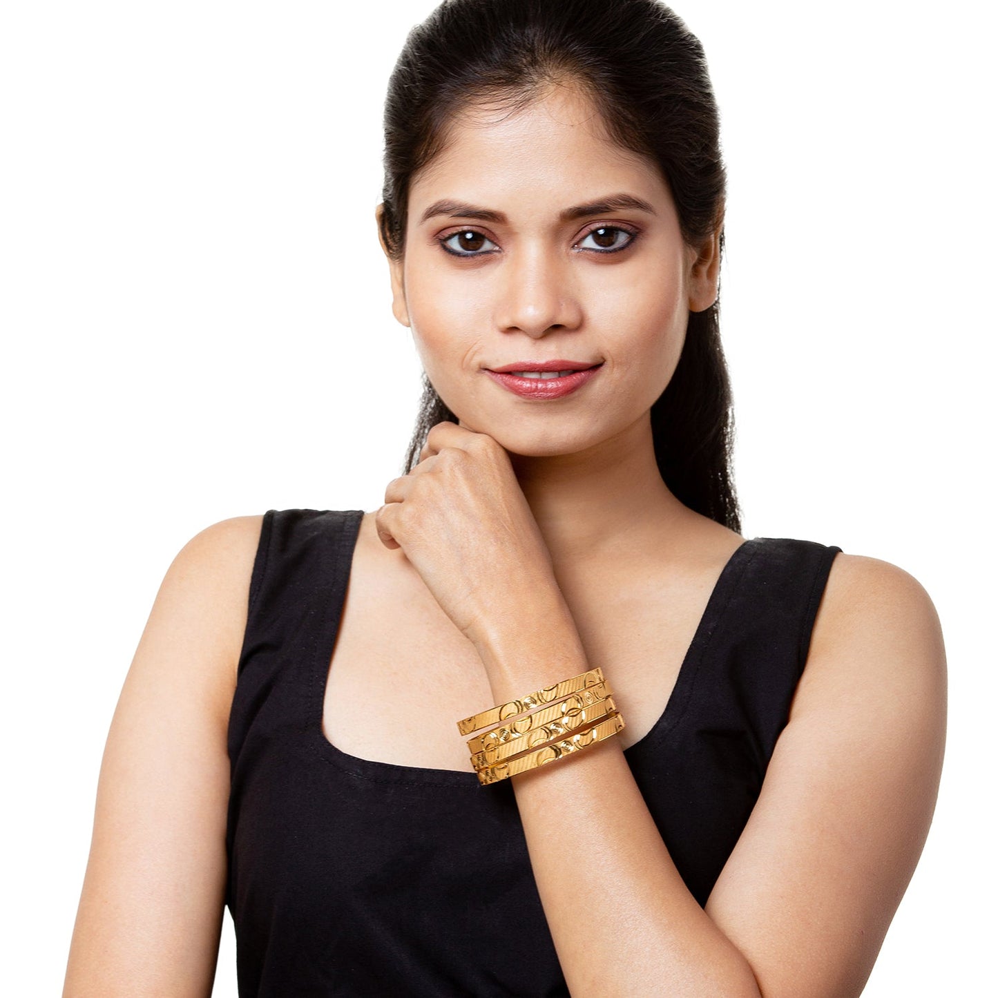 Shining Jewel Fashion Gold Plated Traditional Designer Bangles for Women (Pack of 4) SJ_3460_2.8
