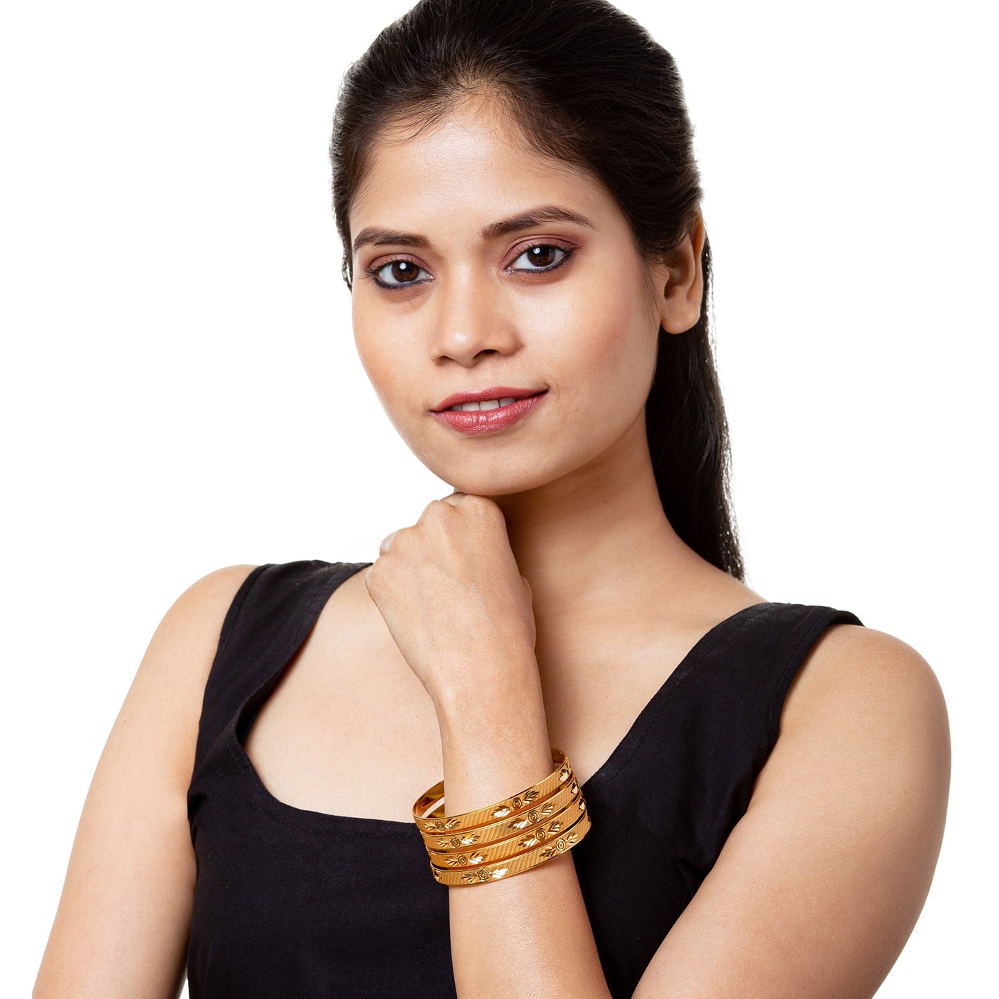 Shining Jewel Fashion Gold Plated Traditional Designer Bangles for Women (Pack of 4) SJ_3461_2.4