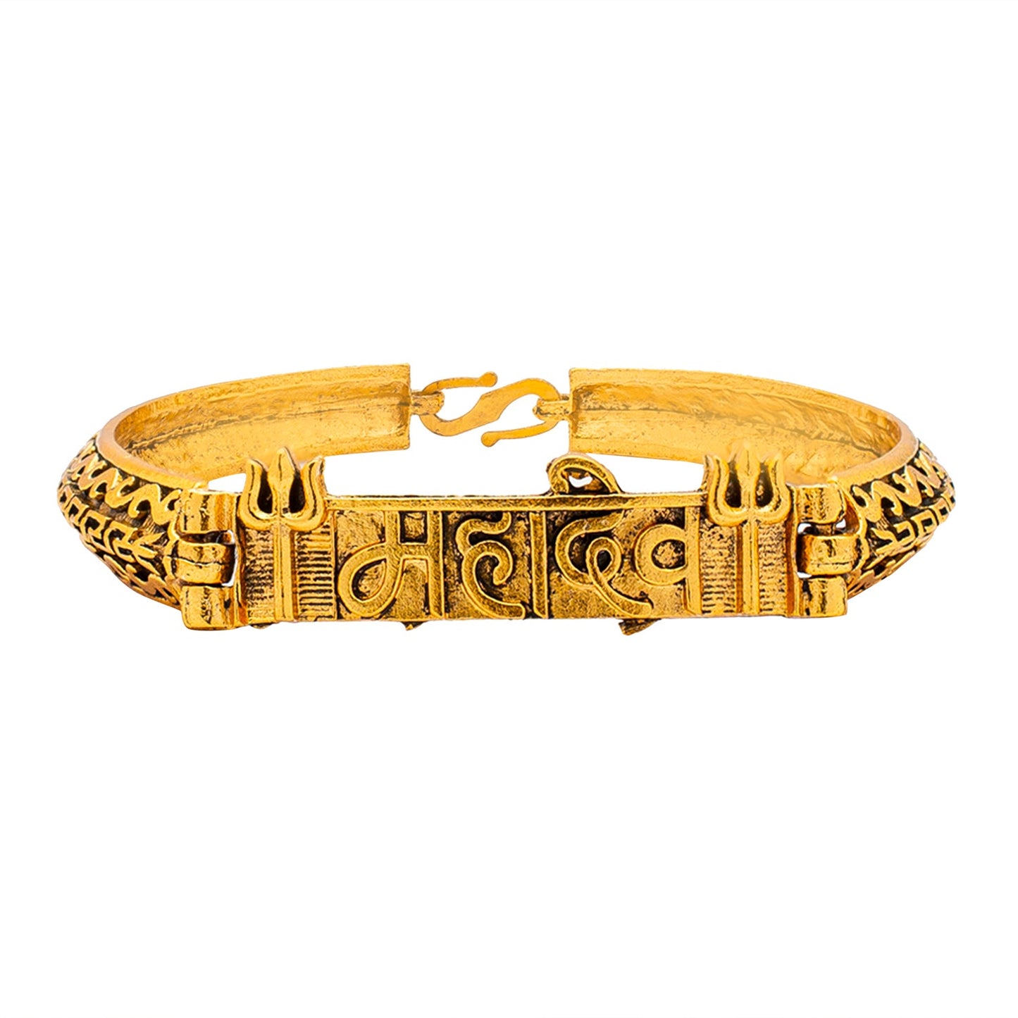 Shining Jewel Antique Gold Plated Healing and Powerful Adjustable Kada for Men & Women - MAHADEV SJ_3498_MD