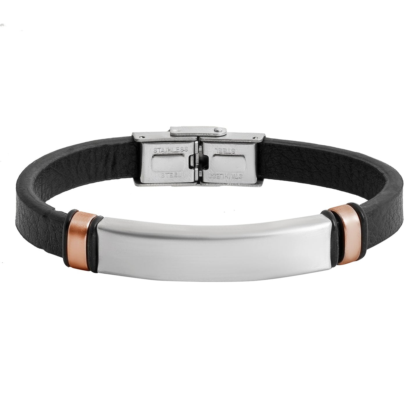 Design Blue Stainless Steel leather Bracelet for Men, Boys (SJ_3524_BR)