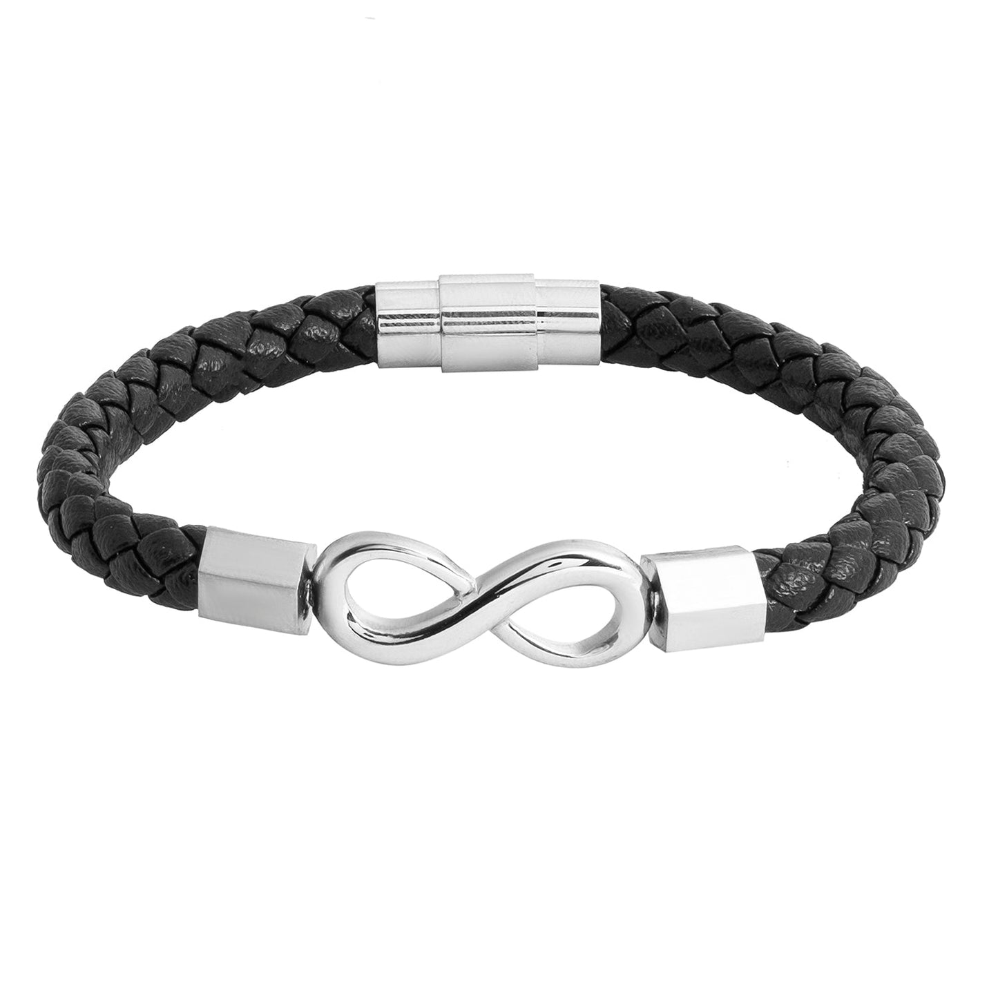 Braided Infinity Design Stainless Steel and Leather Bracelet for Men, Boys (SJ_3567_S)