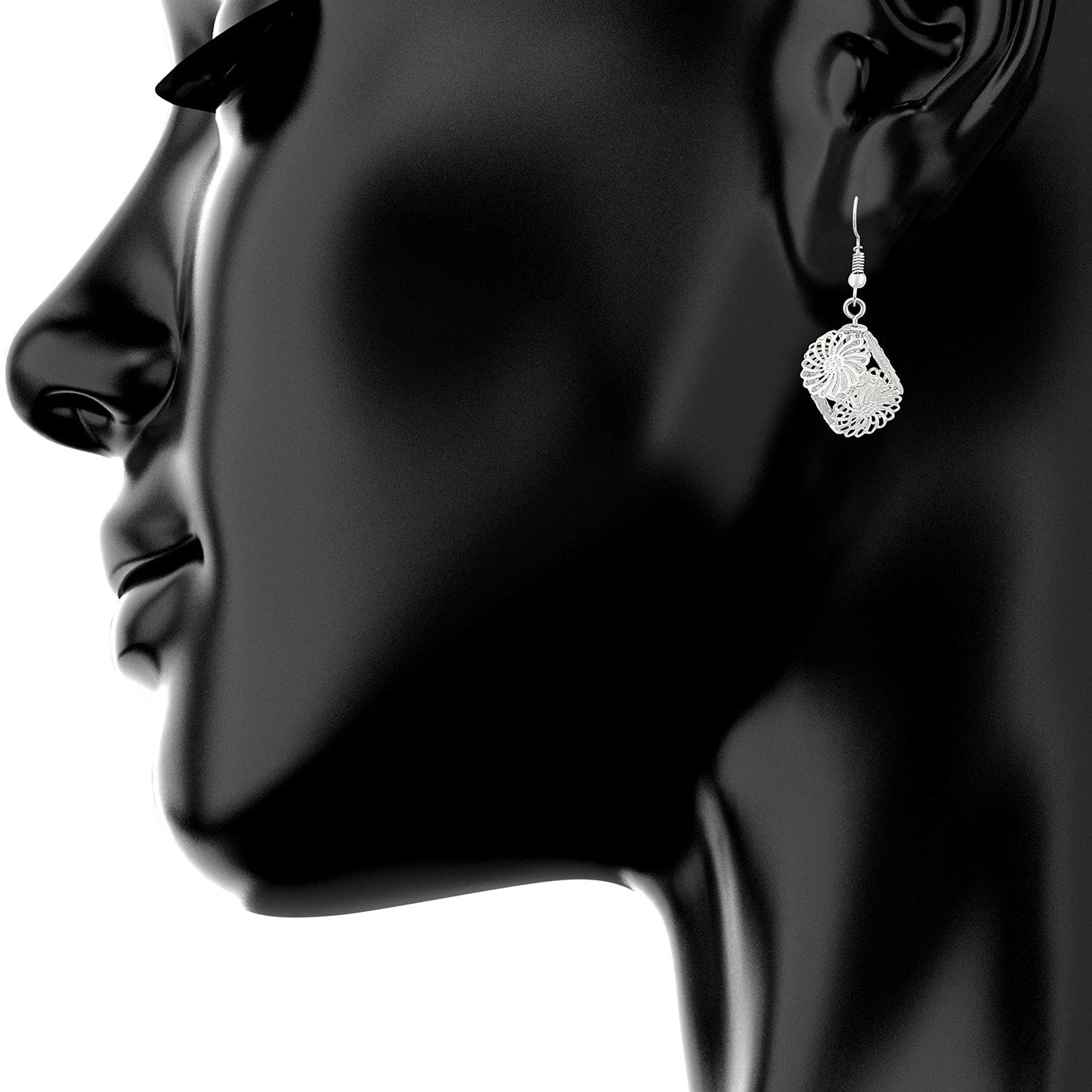 Silver Metallic Fashionable Dangling Earrings (SJ_383)