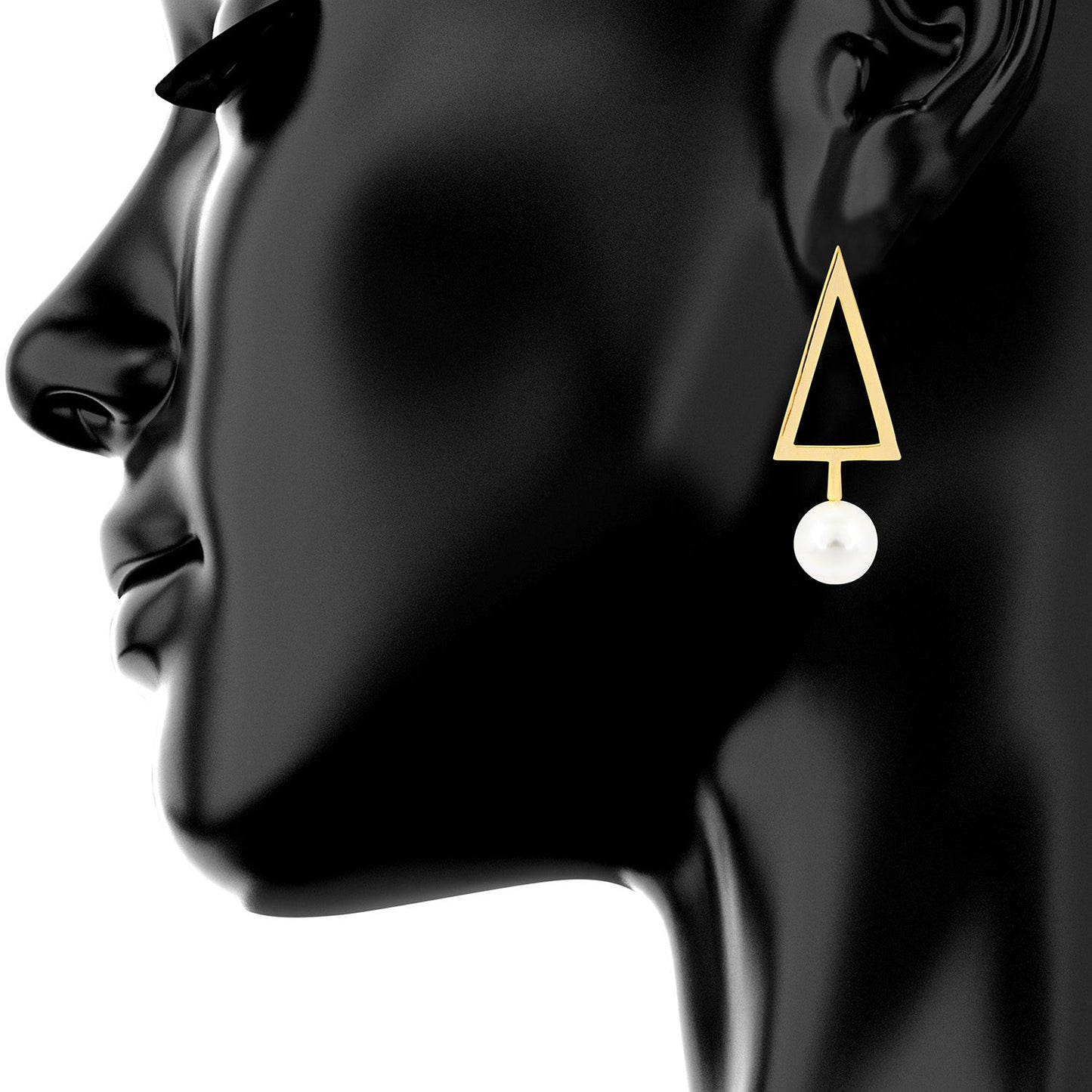 Elegant Gold Geometric Metallic Earrings with Pearl Hangings (SJ_430)