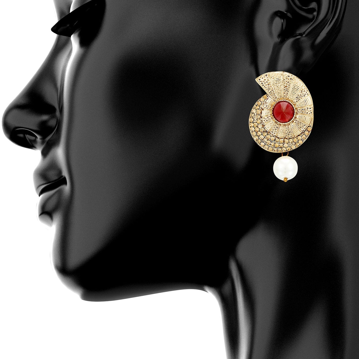 Traditional Ethnic And Fancy Drop Earring With Maroon & Champagne Crystals (SJ_459)