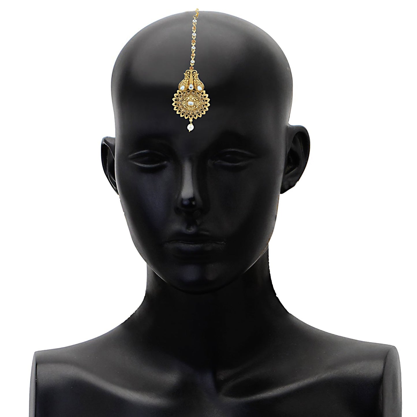 Traditional Maangtika for Women With CZ and Crystals (SJ_5026)