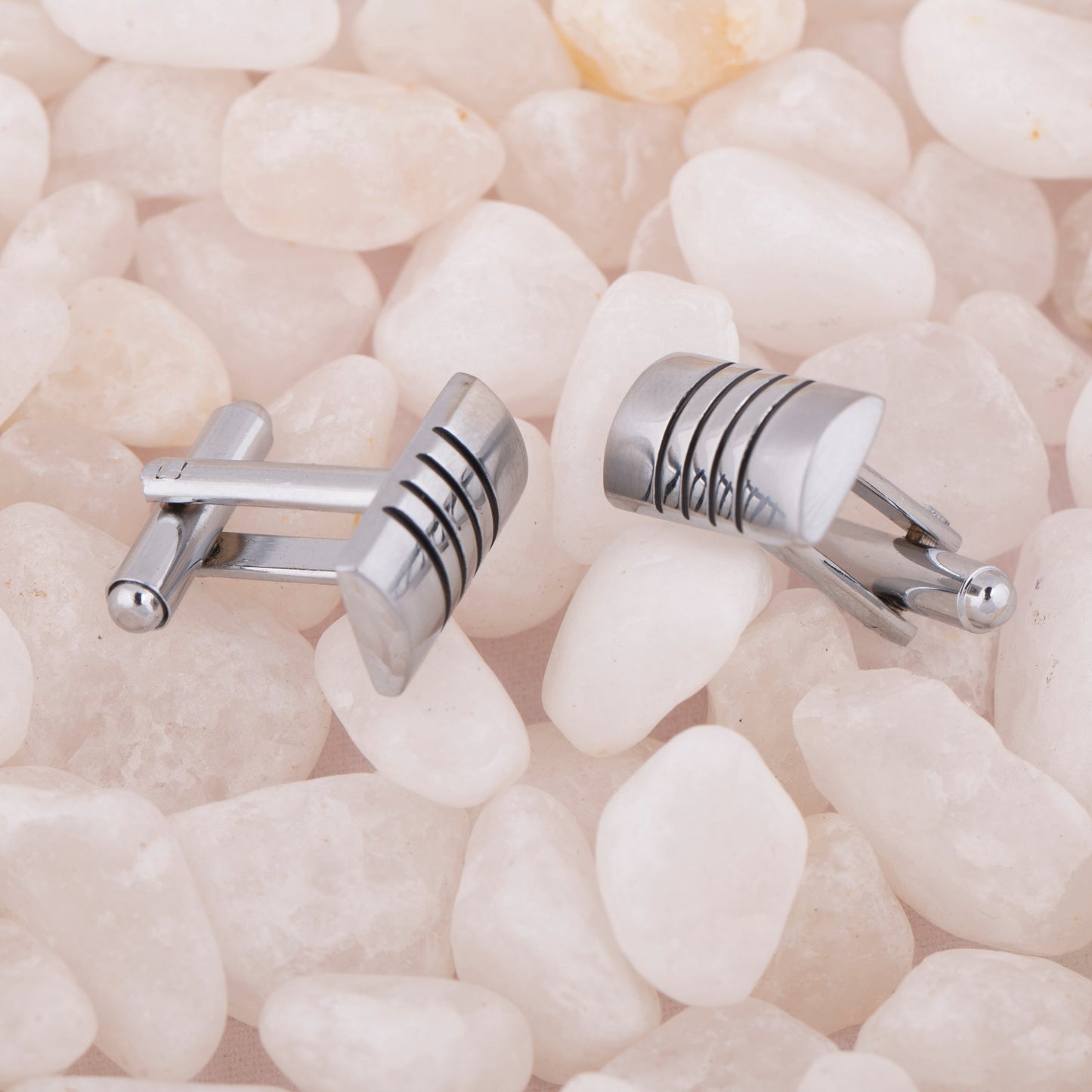 Chrome Silver Plated Designer Cufflinks for Men (SJ_7080) - Shining Jewel