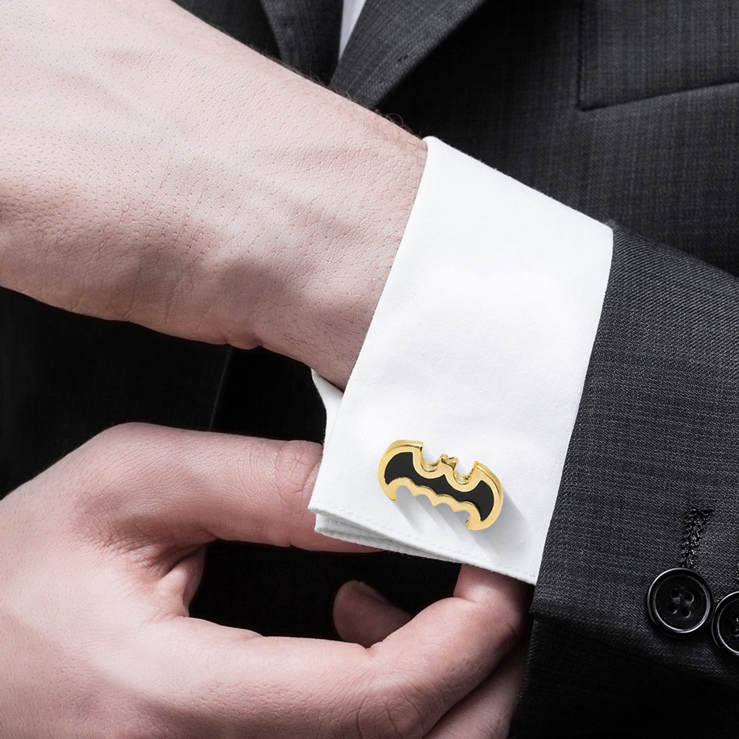 24 Gold Plated Super Hero Bat Man Design Fancy Cufflinks For Men (SJ_7092) - Shining Jewel