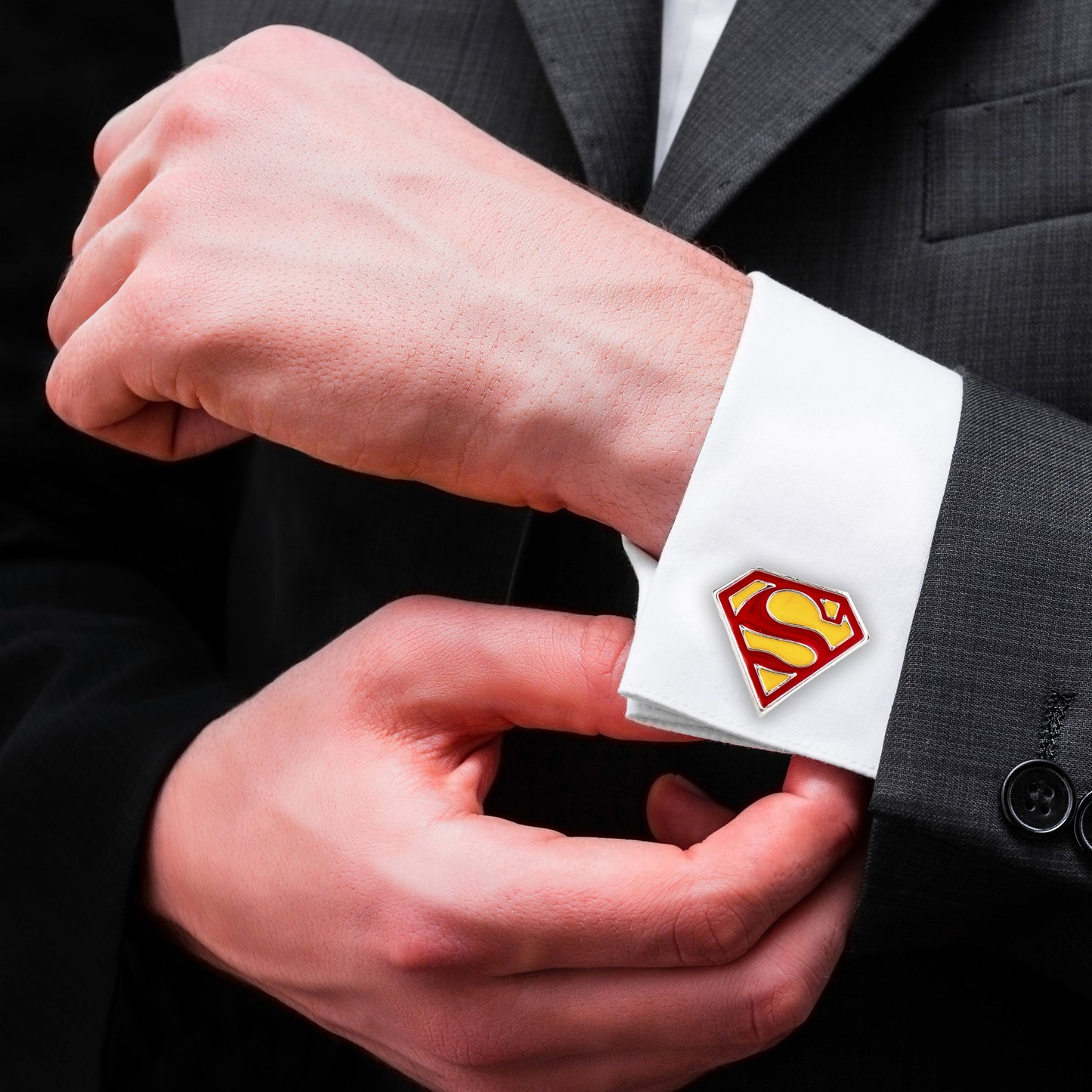 Elegant Fancy and Designer Silver Plated Superman Cufflinks for Men - Superhero Superman Design (SJ_7107) - Shining Jewel