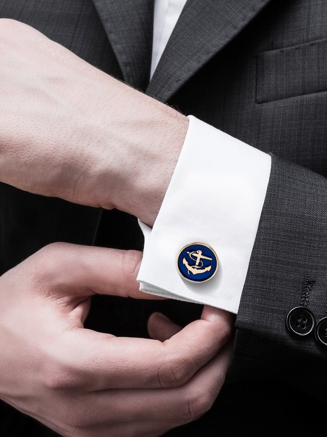 Elegant Fancy and Designer Silver Plated Anchor Design Cufflinks For Men (SJ_7178)