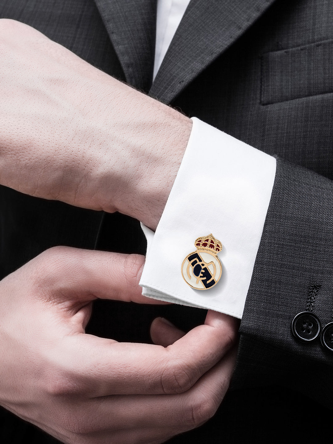 Chrome and Gold Plated Designer Real Madrid Cufflinks for Men (SJ_7187)