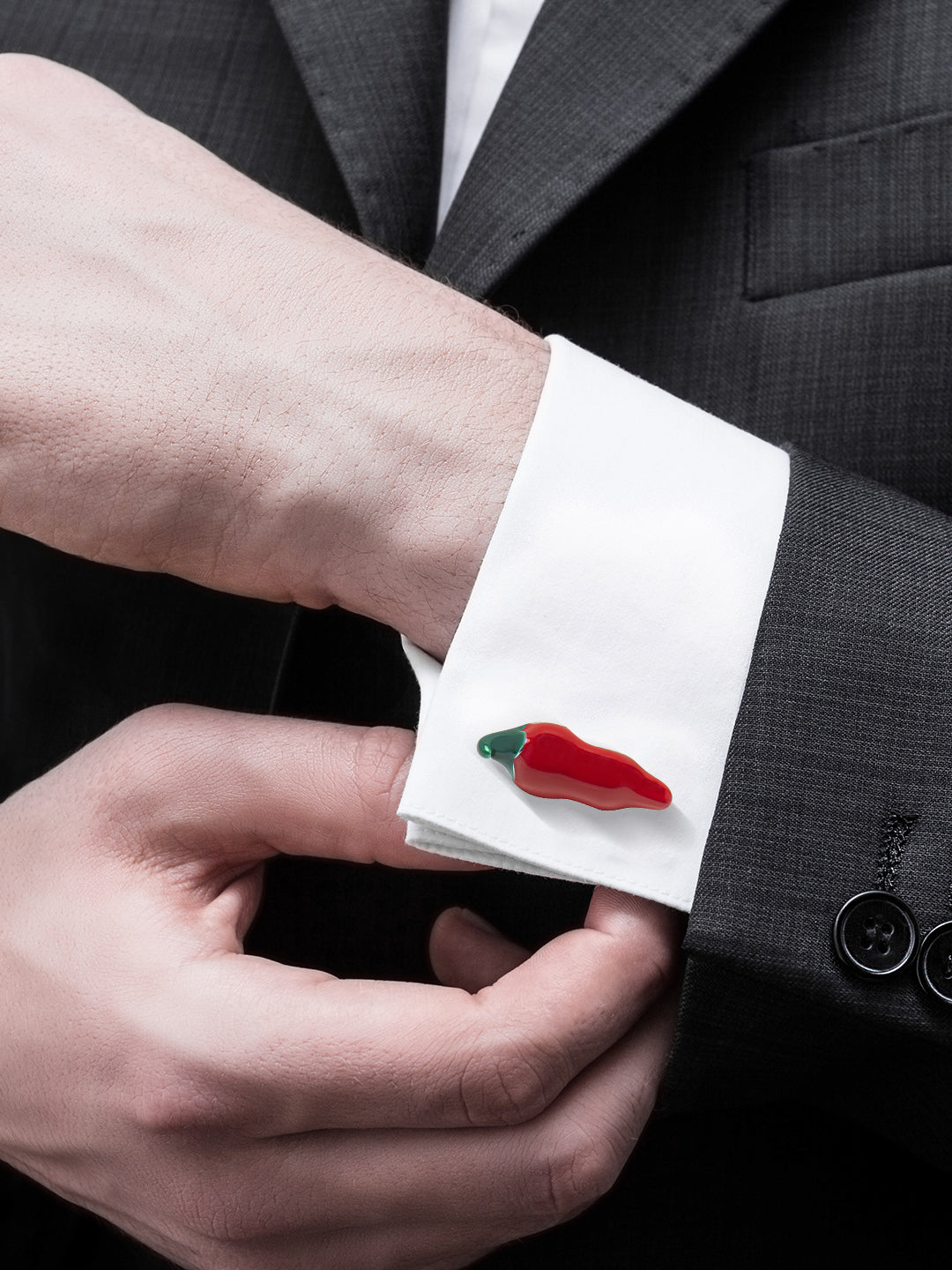Elegant Fancy and Designer Silver Plated Red Chilli Pepper Design Cufflinks For Men (SJ_7197)