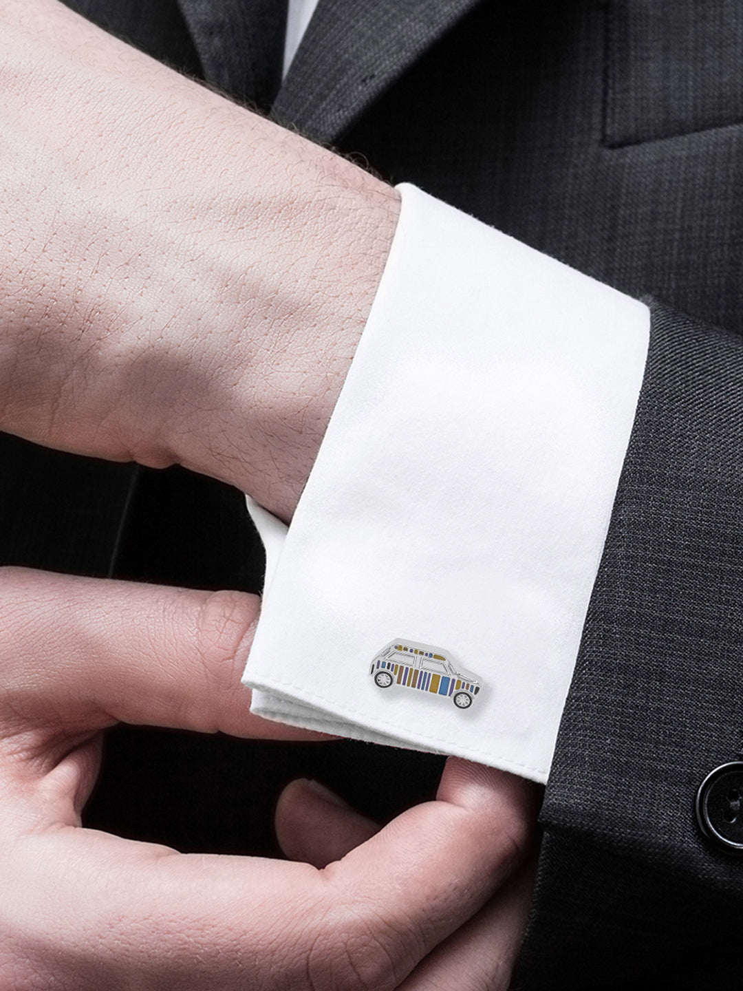 Rhodium Silver Plated Mini Car Design Cufflinks For Men (SJ_7208)