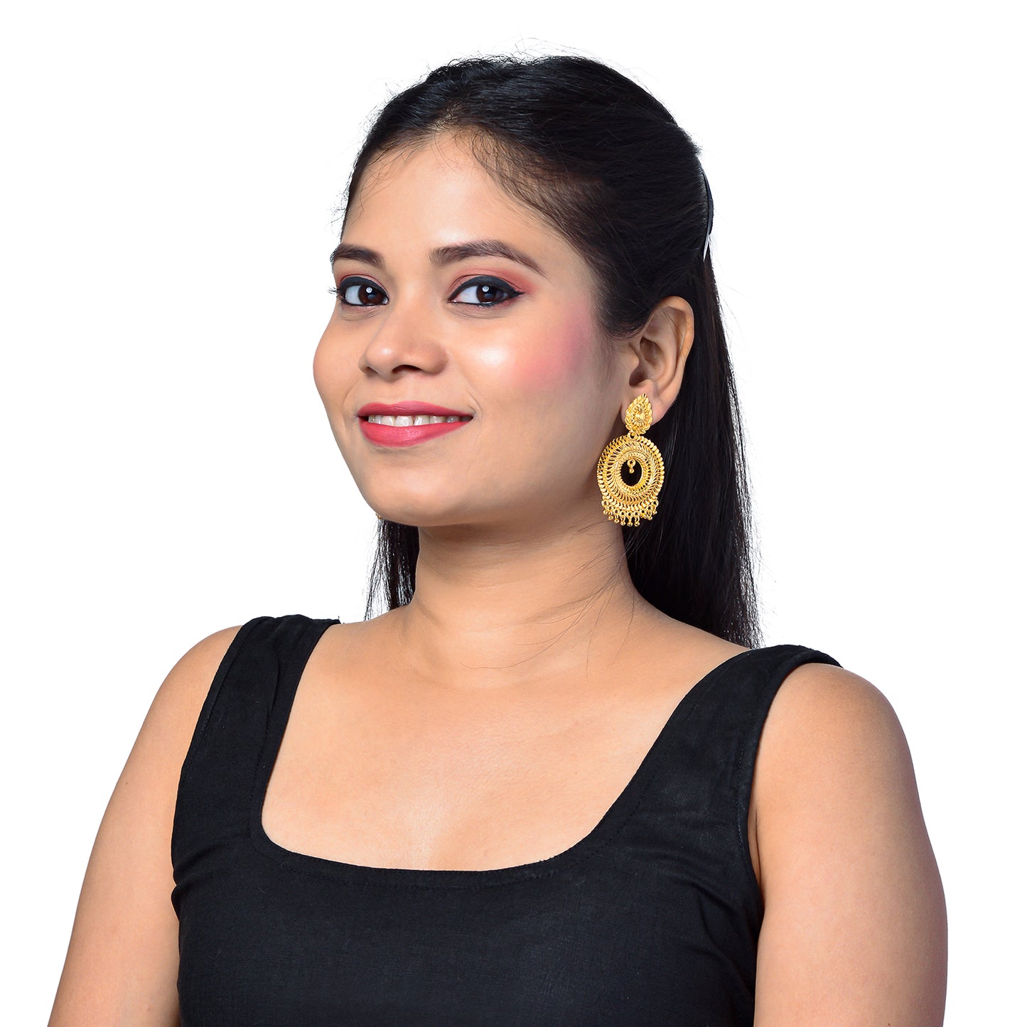 Traditional Gold 24K Chandbali Earrings (SJ_758)
